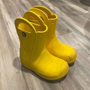 Yellow Crocs Rain Boots Toddler Size 10